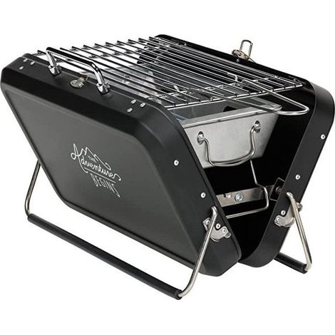 Barbecue portable - Pour pique-nique camping - Noir - Acier inoxydable (1/5)