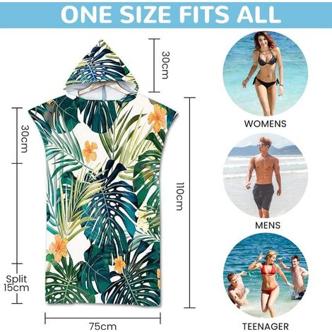 Surfponcho-Handtuch mit Kapuze - Schnelltrocknender Mikrofaser-Surfponcho, Strandponcho für Erwachsene und Kinder, geeignet für Wassersport, Surfen und Schwimmbäder (1/5)
