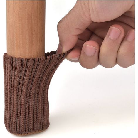 24 pièces chaussettes antidérapantes pour pieds de chaise, évitent les rayures et réduisent le bruit, (marron) 74 cm (1/4)