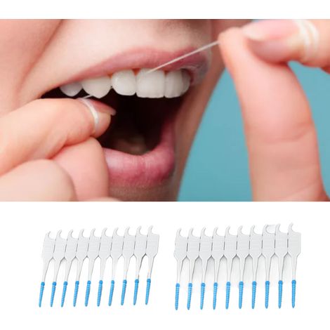 Wiederaufladbare Interdentalbürste mit weichem Silikonkopf und tragbarer Form für die Mundpflege mit Etui, 200 Stück, blau - Medizinprodukt zur Zahnreinigung. (1/5)