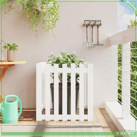 Jardinière - FAFEICY - Design de clôture - Bois de pin massif - Blanc - 70 x 70 x 70 cm (1/5)