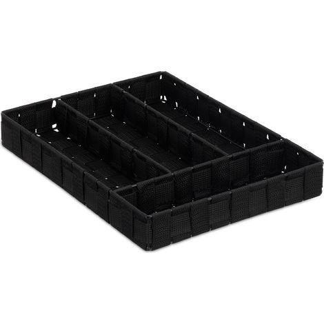 Cubertero estrecho con 4 compartimentos 4,5 x 26 x 36 cm de PP gris 130008777 (1/4)