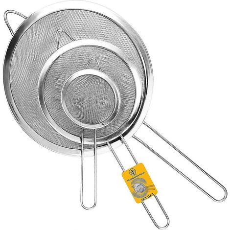 Siebset in drei verschiedenen Größen – Metallsieb aus Edelstahl, feinmaschiges Sieb – Küchensieb aus Edelstahl (1/5)