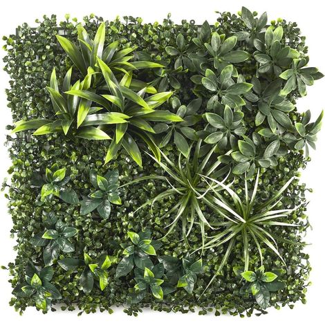 Mur végétal artificiel panache en polyéthylène vert 50x50cm