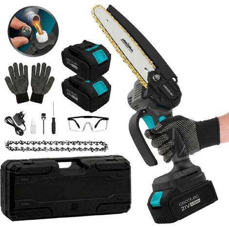 Cecotec Tronçonneuse sans fil MontanaForce 6400 Hand. Guide 6", moteur brushless 650 W, 2 batteries Nexus 21 V 4 Ah.
