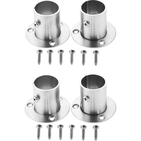 Lot de 4 Supports Tringle Penderie INOX 25 mm, Support Fixation Tube Rond 1 Pouce, Supports de Barre pour Armoire, Placard, Rideau, Barre de Dressing (1/5)
