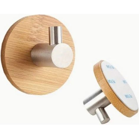 4 ganchos autoadhesivos para cocina – Resistentes, de acero inoxidable y bambú, para paños de cocina (1/5)