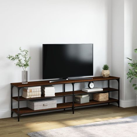 vidaXL Mobile TV Rovere Marrone 180x30x50cm Legno Multistrato Metallo