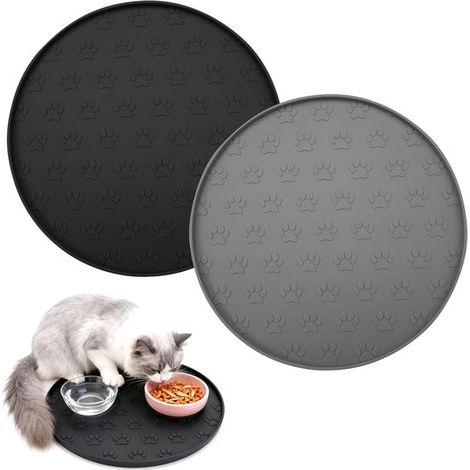 Mantel individual para perros, 2 piezas, 28 x 28 cm, Antideslizante, comedero antideslizante e impermeable, Alfombrilla de silicona para comida y (1/5)