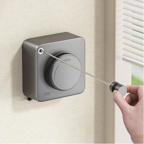 Fil Linge Extérieur Retractable Support Mural, Extensible Corde A Linge Retractable Interieur Etendoir Linge Exterieur Etendoir Mural Exterieur Sechoir Mural Interieur 4.8m(Gris) (1/5)