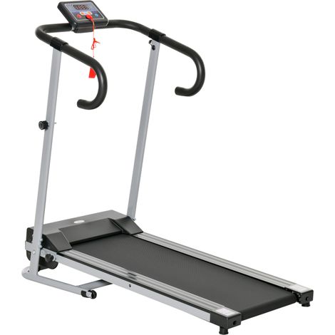 Tapis Roulant Pliable avec Inclinaison, Tapis Roulant Électrique Portable avec Écran LCD, Vitesse 1-10 km/h, Roues, Poignée, pour Maison, Bureau, Noir (1/5)