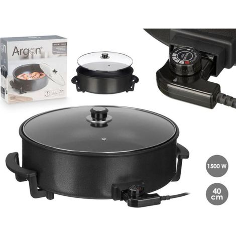 ARGON sarten electrica paellera 40 cm 1500w , Sartén eléctrica paellera 40 cm 1500W. -Marca: Argón. -Producto con enchufe: Sí. -Tipo de enchufe: Enchufe EU. -Color: Negro, transpar