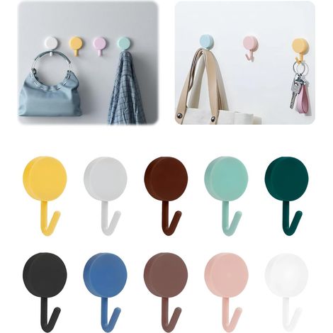 10 kleine, selbstklebende Wandhaken, kein Bohren oder Nägel erforderlich, für Bademäntel, Handtücher, Badezimmer, Küche