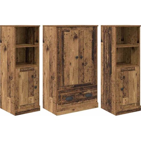 Highboard with Drawer 3 pcs Old Wood Engineered Wood vidaXL (1/5)