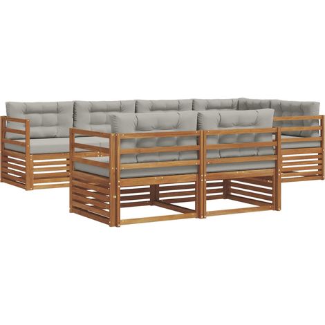Conjunto de sofás de exterior 7 uds. Gris Natural y Claro vidaXL (1/5)