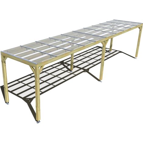 Pergola bois • 10m x 2m • indépendante • sens largeur • couverture étanche transparente incluse • livraison comprise