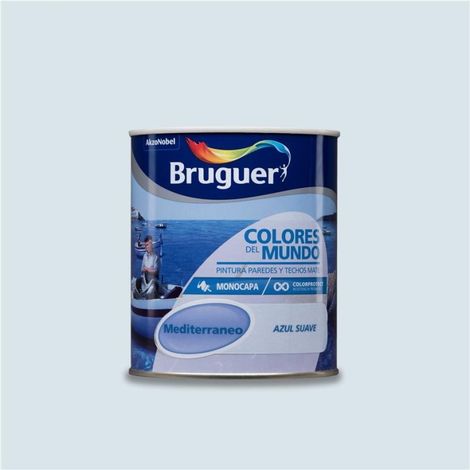 Bruguer Colores del Mundo Pintura para paredes monocapa Mediterráneo Azul Suave 750 ml