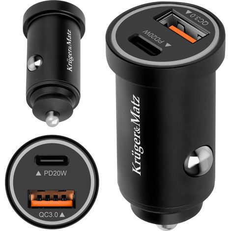 Cargador de coche Kruger&Matz de 38 W con funciones Power Delivery y Quick Charge. (1/5)