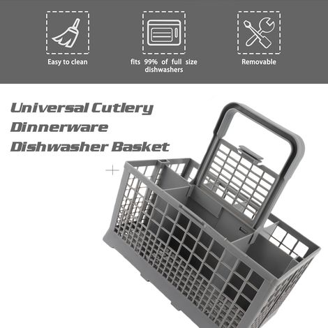 Panier à couverts universel pour lave-vaisselle 24x14x12cm plastique gris 8 compartiments bac réservoir accessoire remplacement 1 pièce