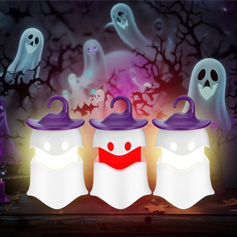 Lot de 3 Fantômes Lumineux Halloween, Lanterne Fantôme LED (1/5)