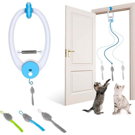 Jouet interactif automatique pour chat avec souris suspendue, dispositif suspendu à la porte avec modes de jeu variés et chargement USB (1/5)