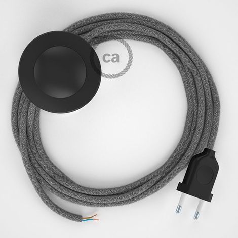 Creative-Cables Câblage pour lampadaire avec câble en lin – (3 m, 2x0,75 mm² lin gris RN02, fiche EU et interrupteur noirs) – Conforme aux standards de sécurité – Alliant style et fonctionnalité (1/5)