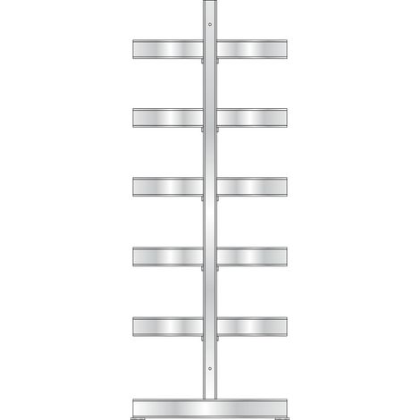BRB Doppelseitiges Kragarmregal, verzinkt, BxTxH 3100x1340x3 mm, 3 Regalfelder, (2x6) 12 Ebenen, Tragkraft/Fachebene 600 kg (1/3)