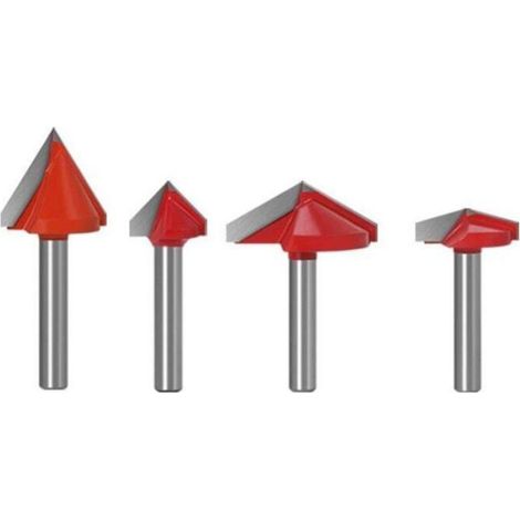 GABRIELLE 4pcs Fraise À Rainurer Droit En V, 60° 90° 120° 150°, Queue De 6mm, Fraise À Bois 3d En V Fraise À Graver Cnc (1/4)
