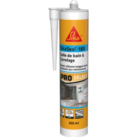 SIKA Sikaseal-180 Mastice siliconico per bagni e piastrelle - Bianco - 300ml