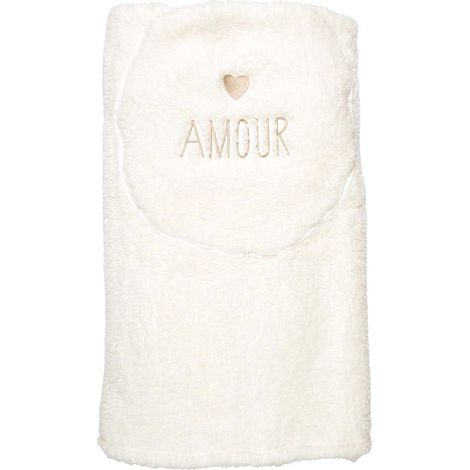 Plaid Coussin 2-en-1 "Amour" en Sherpa Coloris Crème (1/5)