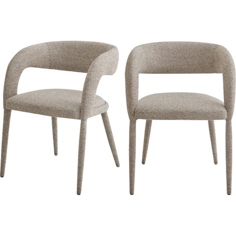 Lot de 2 fauteuils de table en tissu - Marron chiné - Romy (1/5)