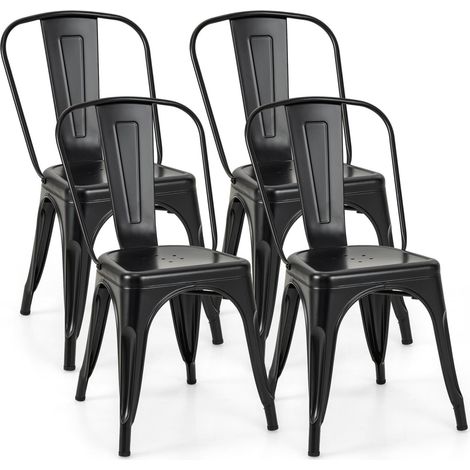 45cm High Back Bar Stools Set of 4 Metal Counter Height Barstool (1/5)