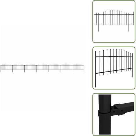 Valla con puntas de lanza - vidaXL Valla de jardín con punta de lanza acero negro (0,5-0,75)x11,9m - Valla de seguridad