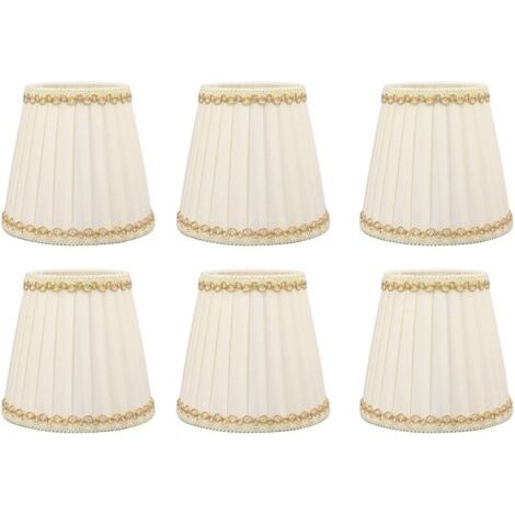 Lot de 6 petits abat-jours en tissu – Installation à clipser – Dimensions 9x14x13cm – Pour ampoules E14 – Style moderne pour bureau et salon (1/5)