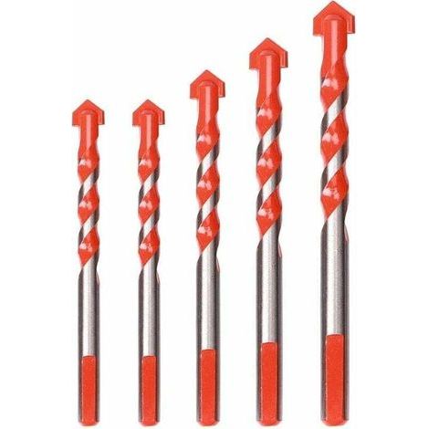 Set mit 5 Fliesen- und Glasbohrern, Porzellanbohrern, Diamantbohrern, Fliesenbohrern, 6 mm, 8 mm, 10 mm, 12 mm Mehrzweckbohrern für Keramik, Beton, Fliesen, Ziegel, Glas, Kunststoff und Holz (1/5)