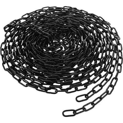 Chaine Acier en Acier au Carbone, Chainette Metal 10 m φ3 mm, Chaîne de Clôture pour Clôtures, Hamacs, Chaises Hamacs (Noir) (1/5)