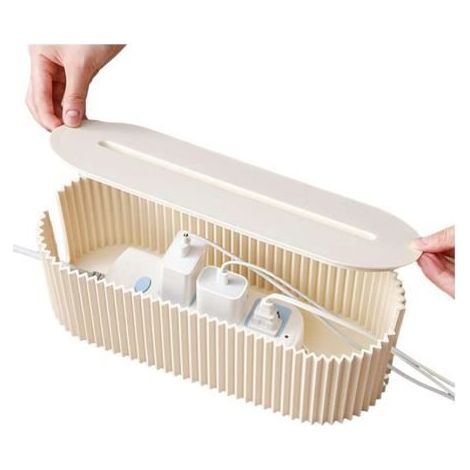 Boîte de Rangement multiprise,Organisateur de Stockage pour multiprises, Cordons, Cacher Les Fils multiprises Cordons Beige (1/4)
