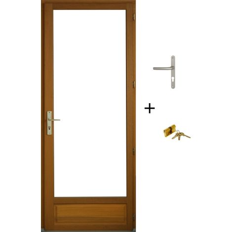 Porta finestra in legno con 1 anta H215 x L80 cm, lato tavola, maniglia a destra, cilindro (ref 01245f924) Gd Menuiseries (1/5)