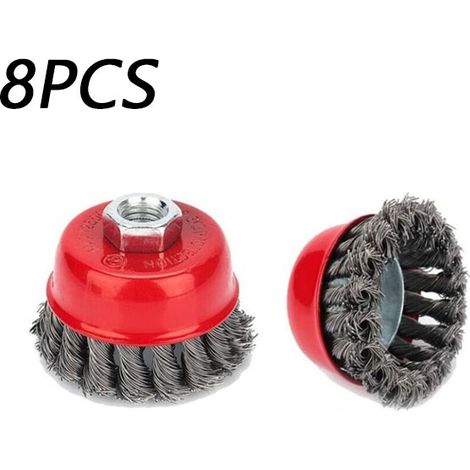 Metall-Reinigungsbürste, 8 Stück M14 gedrehte Drahtgeflechtbürste 75 mm für Winkelschleifer-Schneidbürste, Rostentfernung, Korrosion, Ablenkfarbe, dolaso (1/3)