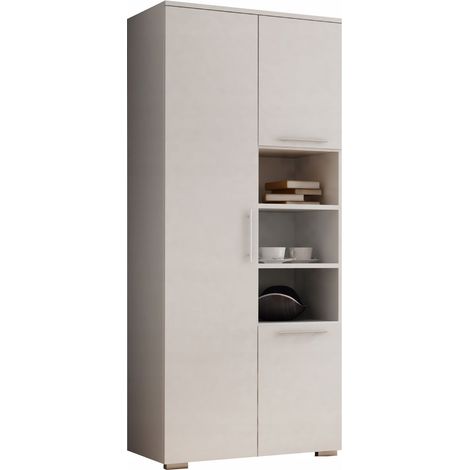 APOLLO Kleiderschrank, Kleiderbügel, Regal, 80 cm, weiß, matt (1/4)