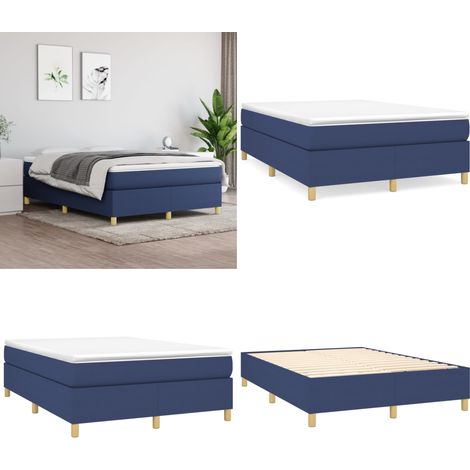 Sommier à lattes de lit avec matelas Bleu 140x190 cm Tissu - Lit Double - Lit Tapissier - Literie - Chambre À Coucher - Matelas À Ressorts Ensachés - Home & Living