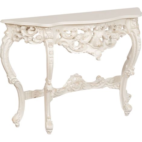 WOODEN CONSOLE TABLE ANTIQUE WHITE FINISH MADE IN ITALY (1/5)