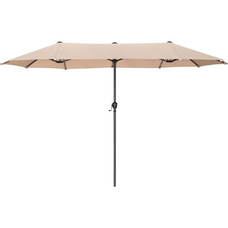 Outdoor Garden Parasol, 2 x 3.8 m Rectangular Double-Sided Parasol with Crank, Sun Protection for Terrace, Water Resistant, Anti-Wind (1/5)