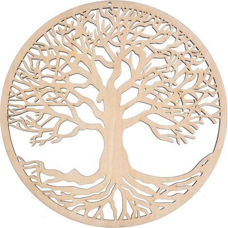 Décoration murale arbre de vie en bois massif – Sculpture intérieure et extérieure – Ambiance harmonieuse pour méditation – Cadeau significatif (1/5)