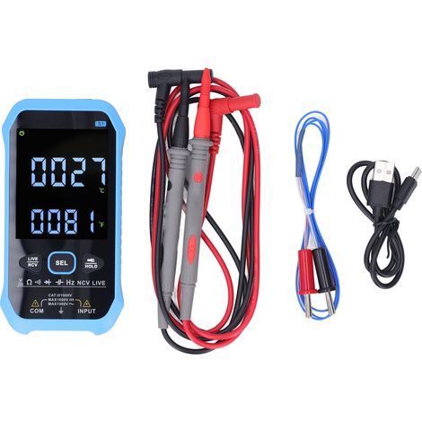 Multimètre numérique LCD haute précision testeur tension AC DC continuité température avec batterie intégrée (1/5)