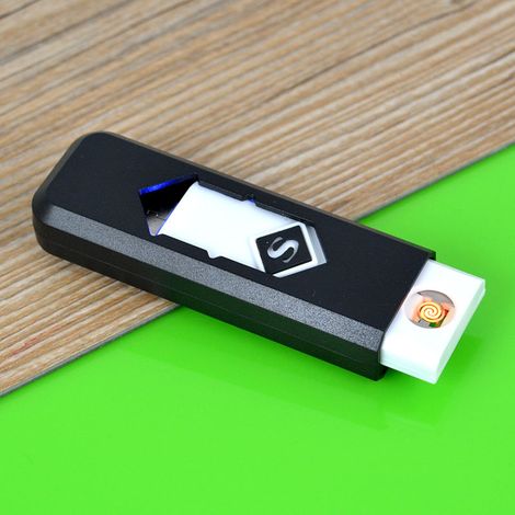 Briquet électrique USB rechargeable noir et blanc, allume-cigarettte électronique sans flamme, chargeur à induction, étanche et résistant au vent, pack de 2 unités (1/4)