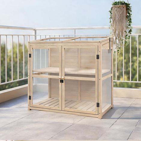 Serre en bois double niveau à double porte et fenêtre de toit (1/5)