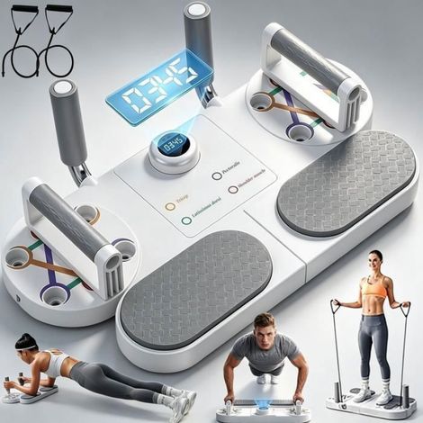 Planche de Musculation - 3 en 1- Avce bande de résistance et capteurs intelligents,Compteur, appareil de musculation unisexe