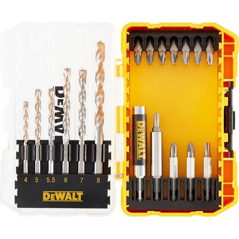 Dewalt – Coffret vissage et perçage 19 pcs – Embouts pour visseuse avec tige antidérapante – Forets maçonnerie en acier trempé – Compatible TSTAK - DT70712-QZ (1/7)