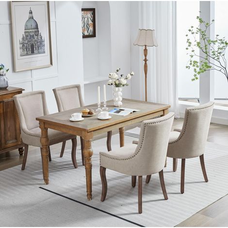 chaise salle a manger dossier haut chenille beige OKMYHOME (1/5)